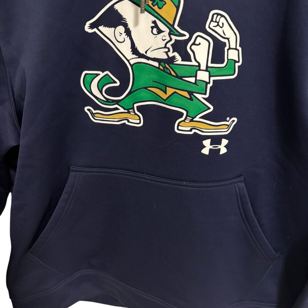 Notre Dame Fighting Irish Hooded Sweatshirt Mens Size Medium Under Armour Loose - Picture 4 of 6
